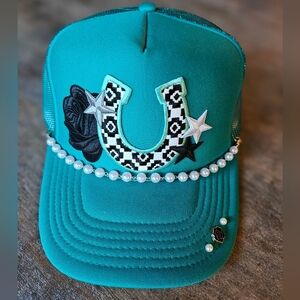 NWT Turquoise custom Mesh Back trucker hat